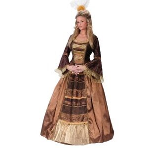 HALLOWEEN Baroness Women's Costume Elegant Brown and Gold Gown Size Large